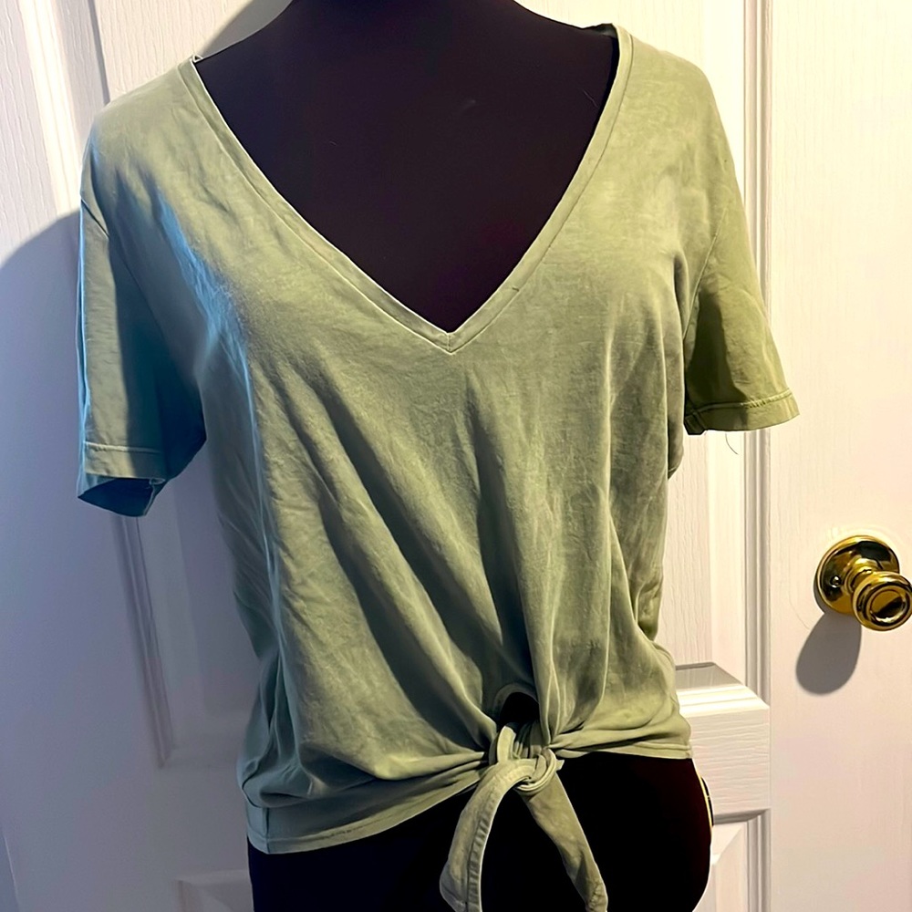 Green tie up t shirt